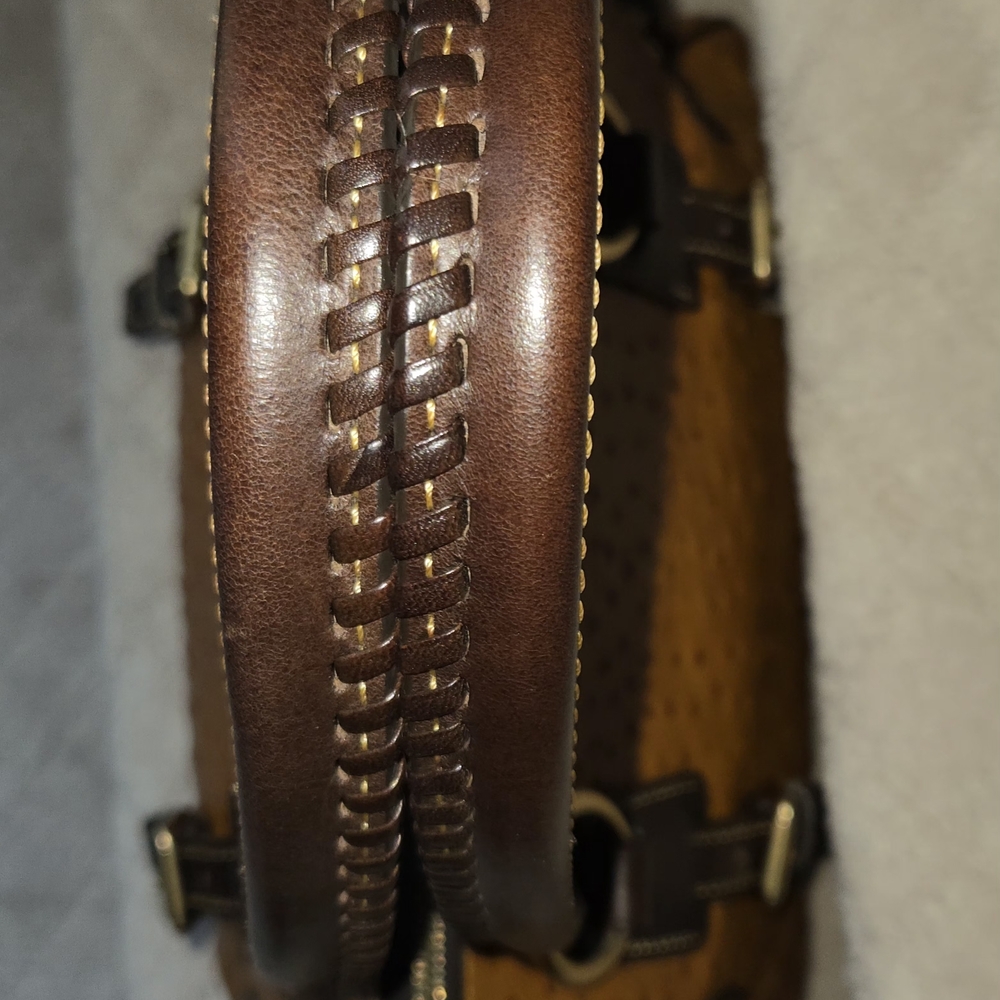 Tan and Dark Brown Shoulder Bag - Classic Structured Tote - Picture 6 of 7